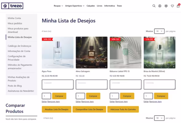 Lista de desejos do cliente no MageUp