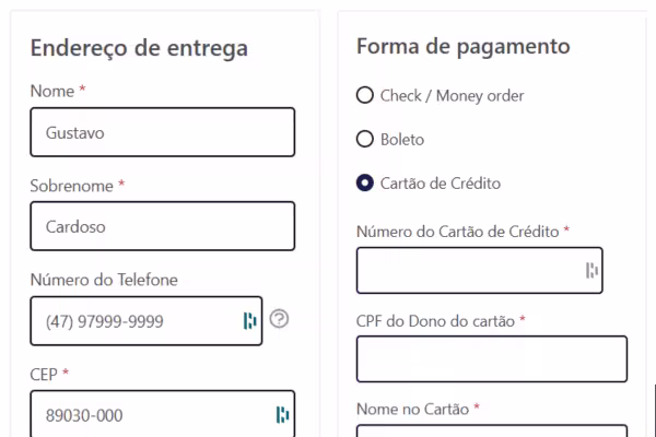 Exemplo do fluxo em 2 etapas do Magento